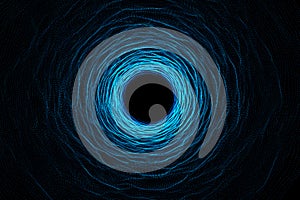 Abstract speed tunnel warp in space, wormhole or black hole, scene of overcoming the temporary space in cosmos. 3d