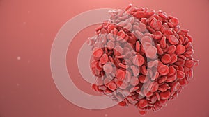 Abstract sphere from a blood clot cells background. Scientific and medical microbiological concept. Enrichment with