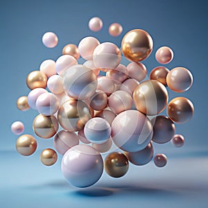 Abstract sphere cluster in pastel colors