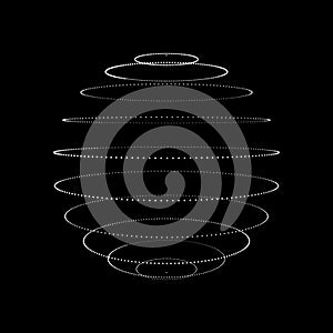 Abstract sphere from dots. Technological background. Analysis of virtual reality. Vector illustration