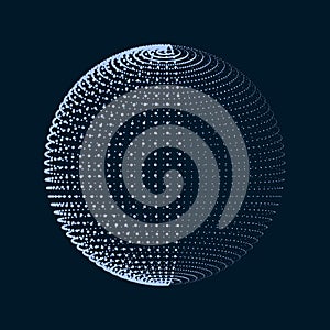 Abstract sphere from dots. Technological background. Analysis of virtual reality. Vector illustration