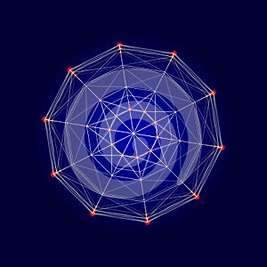 Abstract sphere from dots. Technological background. Analysis of virtual reality. Vector illustration