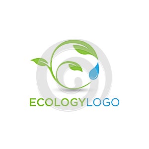 Abstract sphere green leaf logo element design ecology symbol.