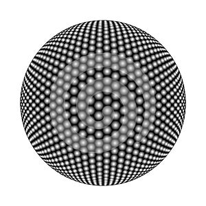Abstract sphere made of circles isolated on white background. Vector logo or design element.
