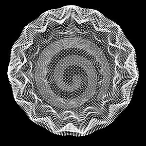 Abstract sphere of noise points array. Grid vector illustration.