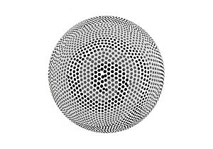 Abstract sphere with a pattern of dots isolated on white background