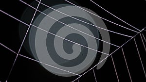 Abstract Spider Web Threads Against Dark Background and Light Circle