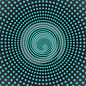 Abstract Spinning Blue Dots in Dark Background