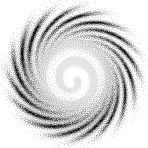 Abstract spiral background. Black and white halftone stipple dots pattern