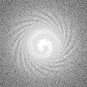 Abstract spiral background. Black and white halftone stipple dots pattern photo