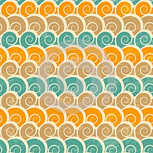 Abstract spiral beach seamless pattern with grunge effect