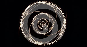 Abstract spiral of binary code glowing on a dark background technology and data concept