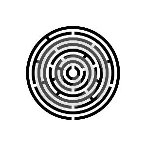 Abstract spiral concept of labyrinth. Flat maze geometric web icon.
