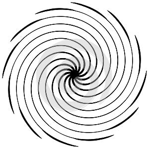 Abstract spiral element. Concentric, radial, radiating lines. Ab