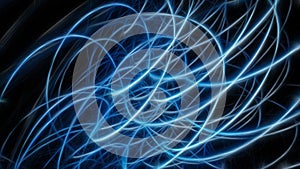 Abstract spiral energy blue glowing stripes