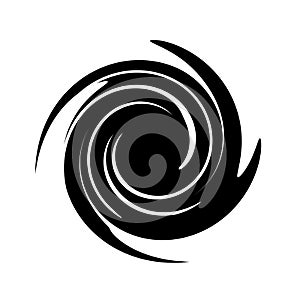 Abstract spiral in the form of a black circle on white background.