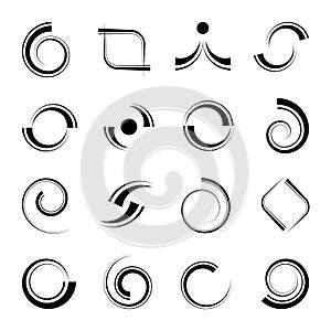 Abstract spiral icons. Design elements set