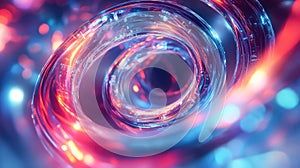 Abstract spiral light vortex representing technology and data flow