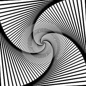 Abstract spiral lines black and white vector background