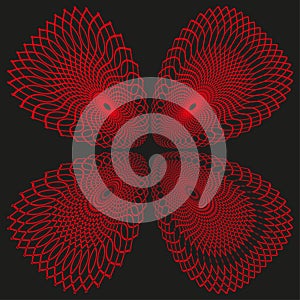 Abstract spiral pattern. Hypnotic rotation artwork. Radial graphic forms Vector. Psychedelic ornament design.