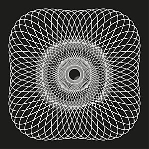 Abstract spiral pattern. Hypnotic rotation artwork. Radial graphic forms Vector. Psychedelic ornament design.