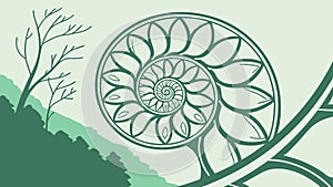 Abstract Spiral Shell with Organic Swirls and Patterns, vector design Generative AI