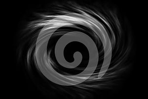 Abstract spiral smoke with white fog on black background