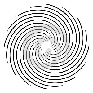 Abstract spiral, swirl, twirl design element. Curlicue, rotating shape. Volute, vortex, helix element