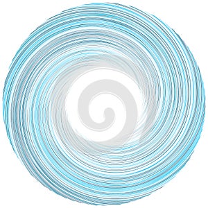 Abstract spiral, twist. Radial swirl, twirl curvy, wavy lines element. Circular, concentric loop pattern. Revolve, whirl design. photo