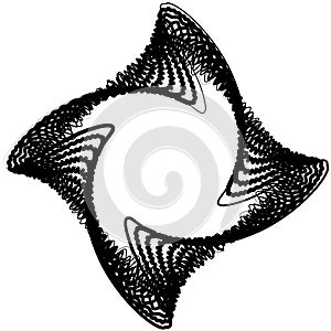 Abstract spirally, monochrome element on white with overlapping