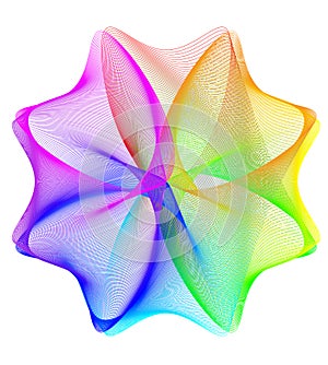 Abstract spirographic rainbow background.