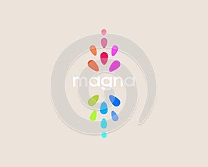 Abstract splash logo. Colorful explosion logotype. Universal concept from bright drops. Vector illustraton.