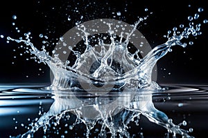 Abstract splashes of water on a black background photo