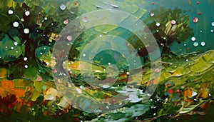 Abstract splashing point, abstract Olive green background