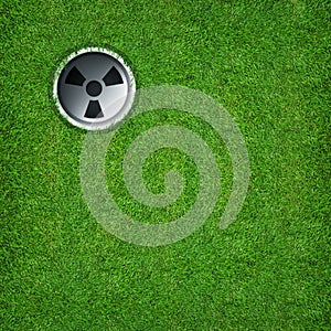 Abstract sport background of golf hole on green grass background.