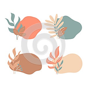 Abstract spot and autumn leaves in pastel colors. Background for tags, cards