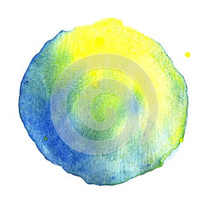 Abstract spot yellow green and blue watercolor background. color gradient