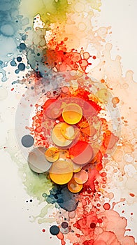 Abstract spots and paints that create associations with watercolors