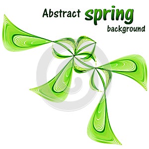 Abstract spring background with greens on a white background