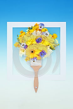 Abstract Spring and Easter Flower Paintbrush Background Frame
