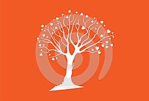 Abstract spring love tree with hearts isolated