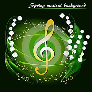 Abstract spring musical background with lily of the valley