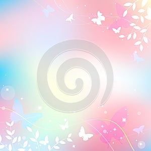 Abstract spring summer background in light pink pastel color, sweet love theme with butterfly