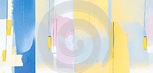 Abstract spring summer painted banner in yellow, pink, blue, gray and white