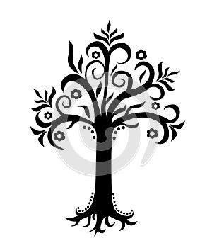 Abstract spring tree vector isolated on white