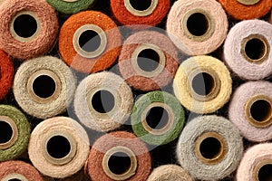 Abstract Square Background Collection of Antique Thread Spools