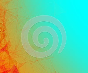 Abstract Square Banner with Polygons on Orange Blue Gradient Background