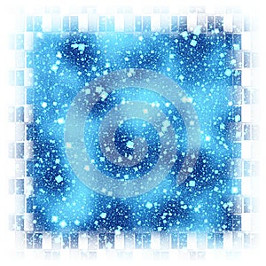 Abstract square blue snowflakes bounded background photo