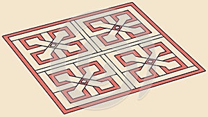 Abstract Square Floral Pattern Vector Tile, vector design Generative AI