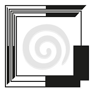 Abstract square frame. Black white border. Minimalist Vector illustration. Geometric modern contour.